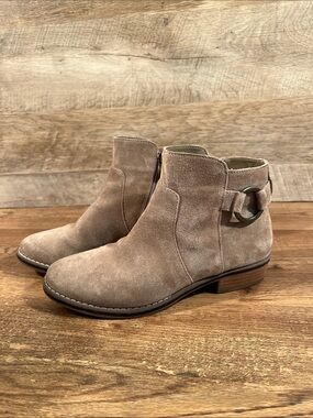 Franco Fortini Brayden Low Heel Taupe Suede Ankle Boots Size 7.5